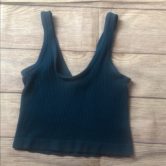 Urban Outfitters Dark Teal Ribbed Crop Top - Picture 4 of 4